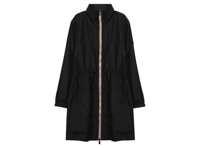 Burberry Long Checker Tape Nylon Parka Black