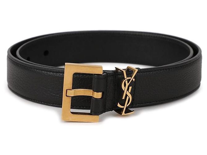 Saint Laurent Cinto Cassandra com fivela quadrada Preto