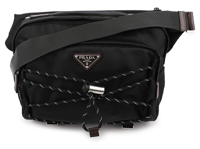 Prada Re-Nylon and Leather Shoulder Bag Black