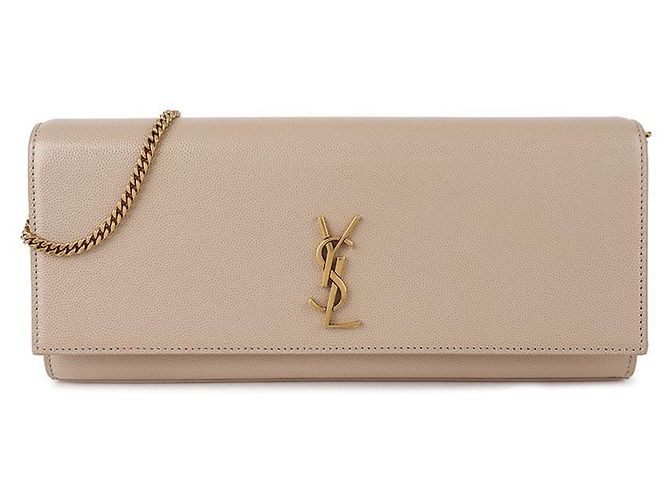 Saint Laurent Clutch Kate in pelle Marrone