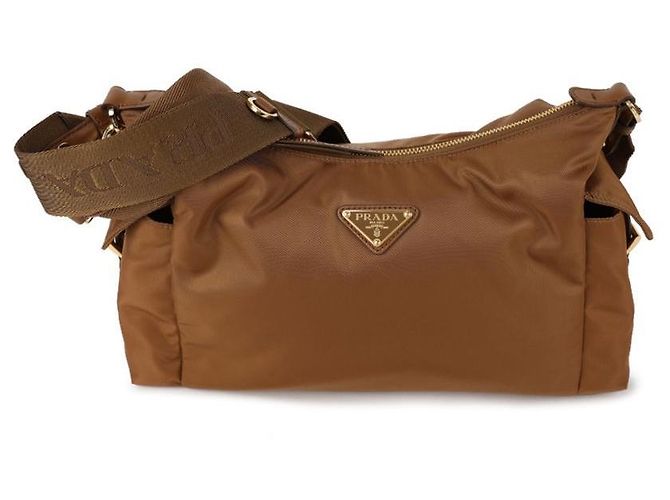 Prada Borsa a tracolla Explorer in Re-Nylon Large Marrone