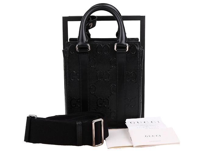 Gucci Mini borsa a tracolla nera goffrata Nero