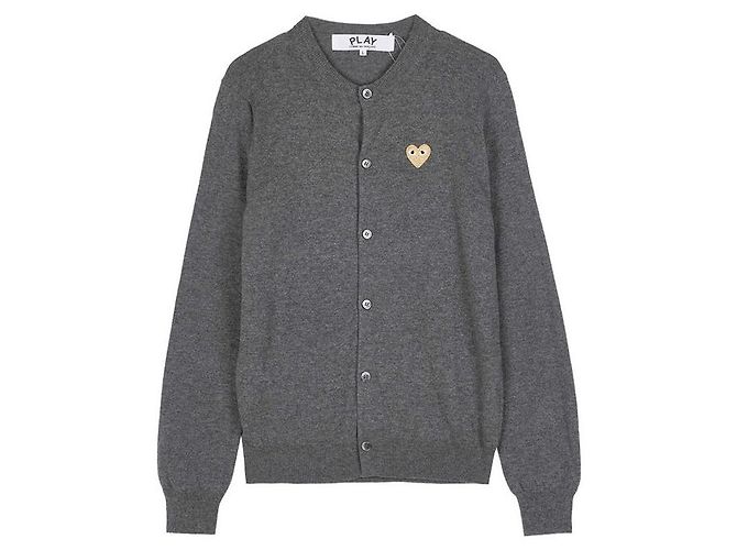 Comme Des Garcons Cardigan avec cœur doré Marron