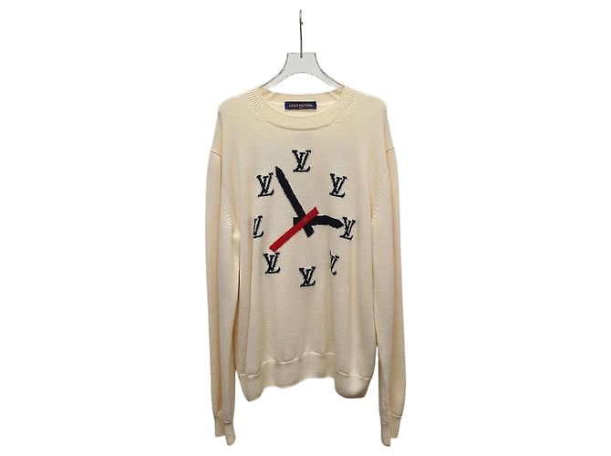 Louis Vuitton Ivory Clock Intarsia Pullover Knit White