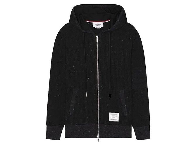 Thom Browne Loopback Seiden-Kapuzenpullover mit Reißverschluss