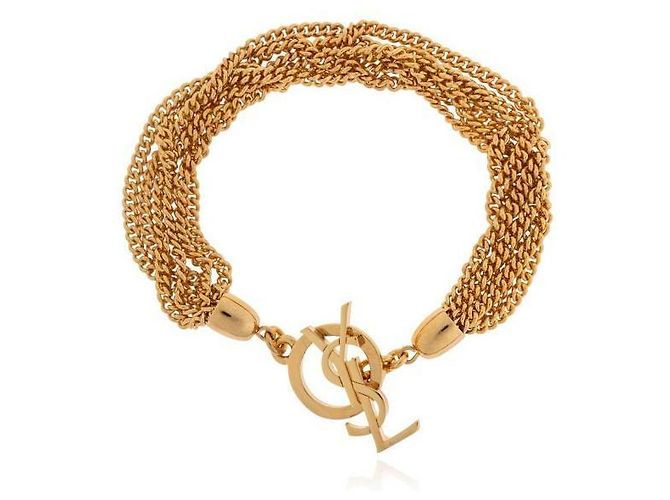 Saint Laurent Pulseira de corrente de metal CASSANDRE Laranja