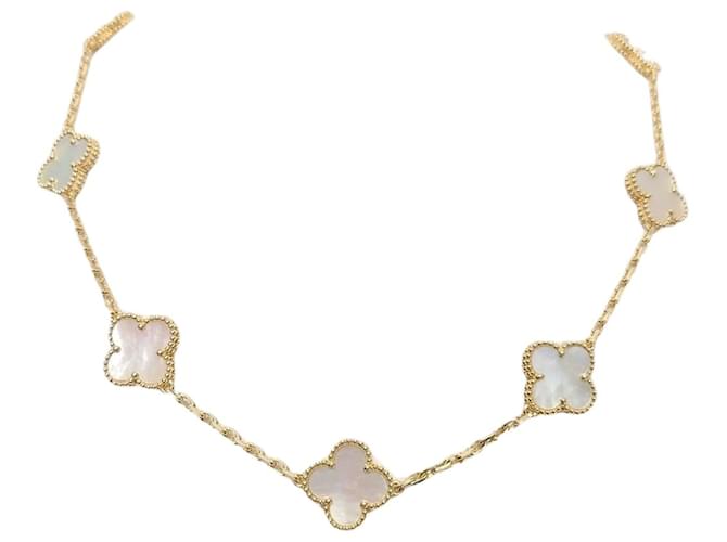 Van Cleef & Arpels Vintage Alhambra Mother of Pearl Motif Necklace White 