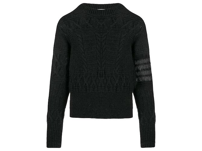 Thom Browne Aran Cable Wool Knit Black