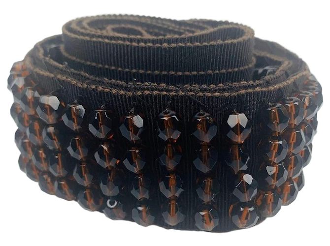 Prada Cinto de tecido com miçangas marrom para mulher