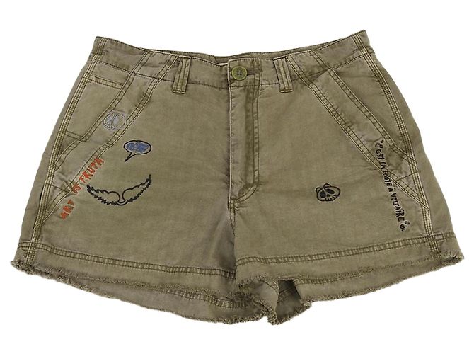 Zadig & Voltaire Printed Patch Khaki Women's Shorts Brown