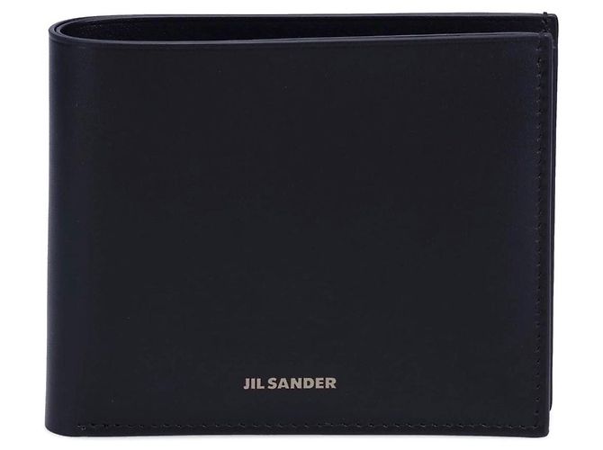 Portafoglio nero con taschino e logo Jil Sander