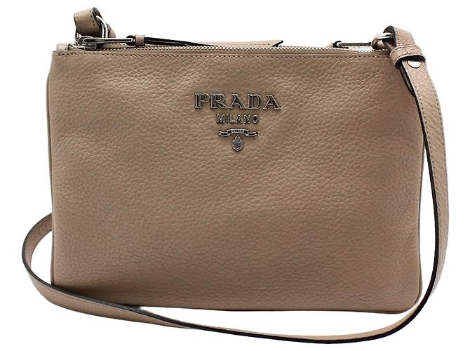 Prada Borsa a tracolla Vitello Phoenix Rosa Beige Marrone