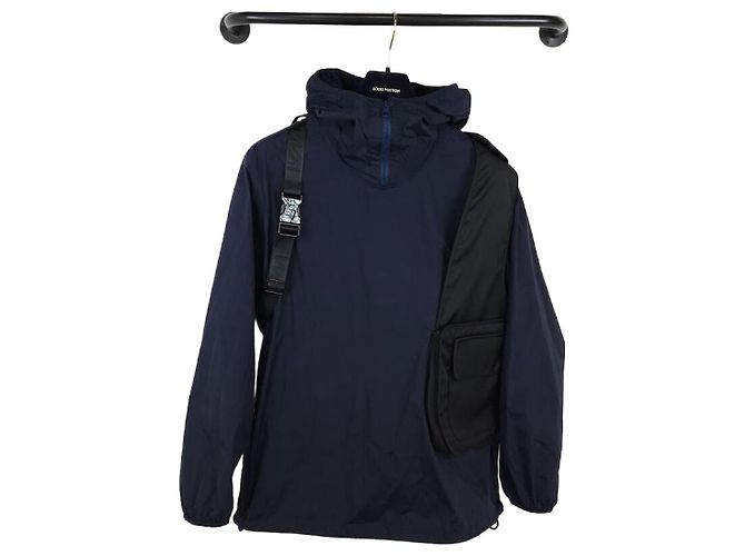 Louis Vuitton Giacca Blouson con Cappuccio e Imbracatura Pieghevole Blu