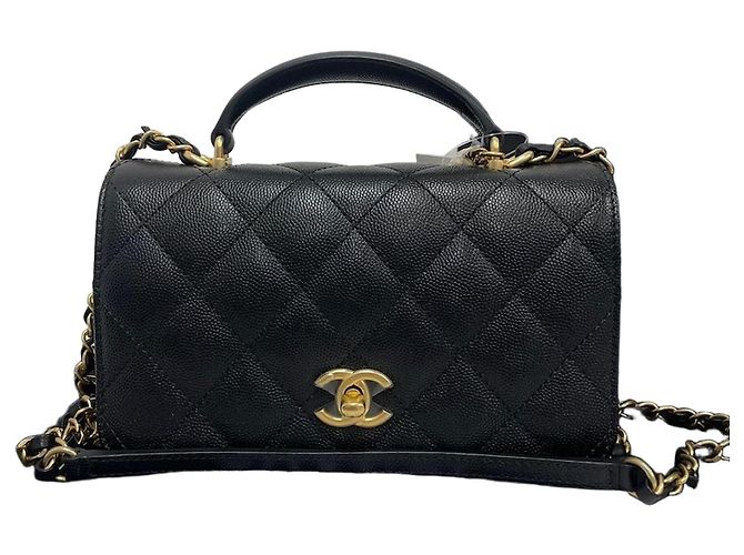 Gucci Mini Caviar Flap Top Handle Noir