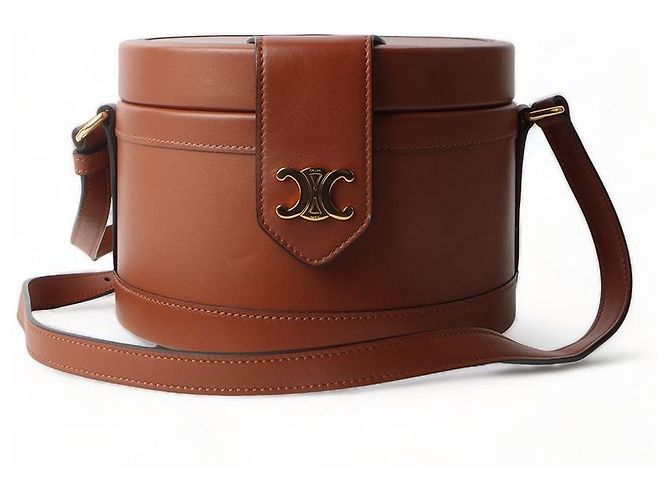 Céline Bolsa transversal Triomphe em couro de bezerro natural Tambour Medium Vermelho
