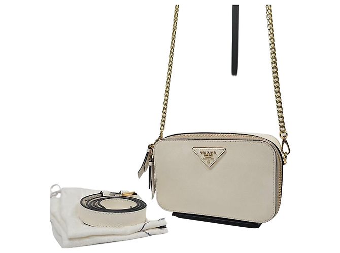 Prada Bolsa cinto de corrente Odette em Saffiano Branco