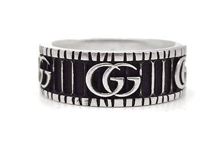 Gucci Breiter Silberring Schwarz 