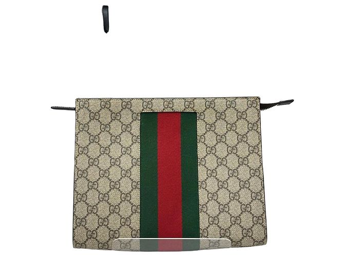 Gucci GG Supreme Canvas Web Strap Clutch Bag Mehrfarben