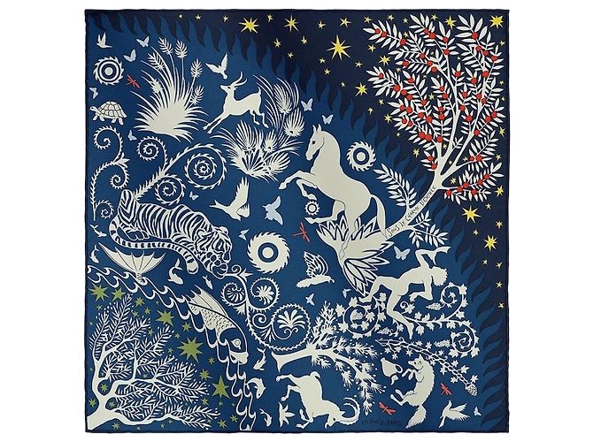 Hermès Cachecol com detalhes Azul