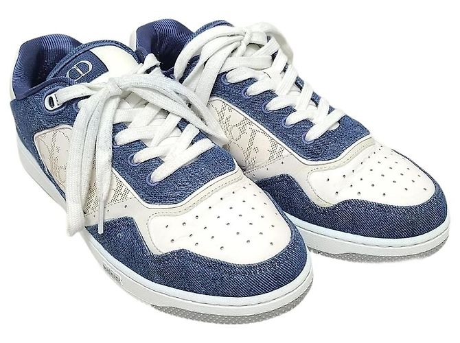 Dior Low-Top-Sneaker Galaxy aus weiß-blauem Denim mit Oblique-Muster