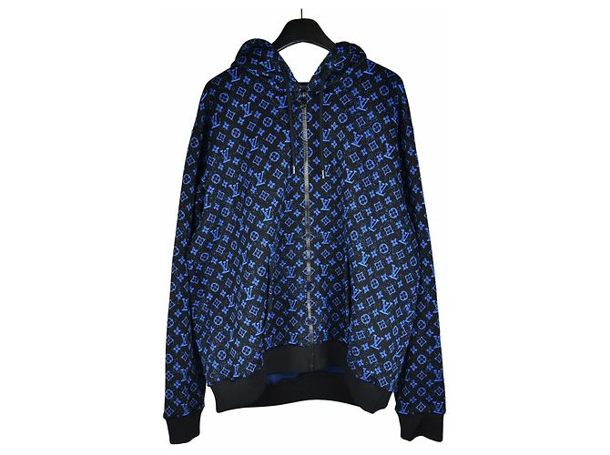 Louis Vuitton Kapuzenjacke mit Reißverschluss und Monogramm Schwarz