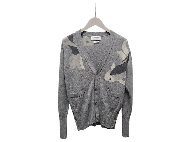 Thom Browne Charcoal Koi Taping Kaschmir-Cardigan Braun