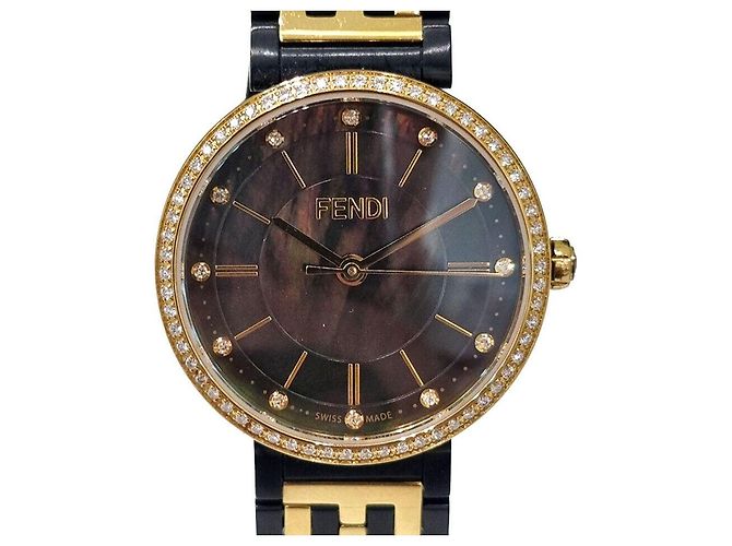 Fendi Orologio combinato con diamanti Nero