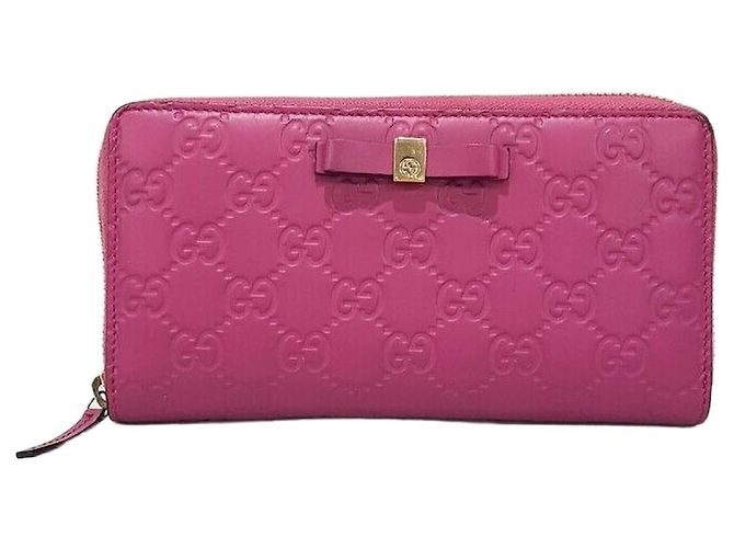 Gucci Cartera larga de cuero para mujer Sima Rosa