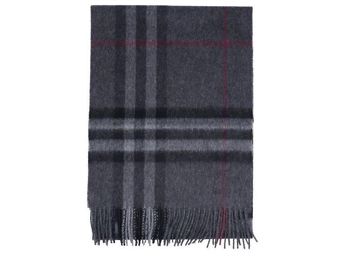 Burberry Sciarpa in cashmere con frange Check Nero