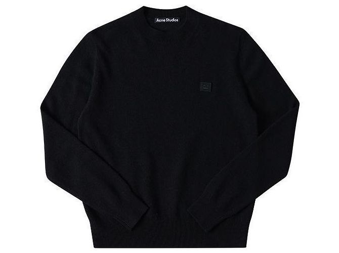 Acne Strickmode SCHWARZ Face Patch Wolle Herren 