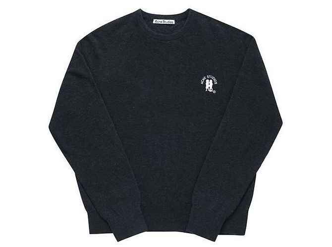 Acne Strickware Dunkelblau Melange mit gesticktem Logo für Herren