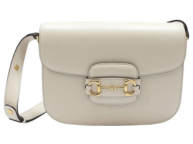 Horsebit 1955 Gucci Bolsa de Ombro Gold Horsebit Medium Branco