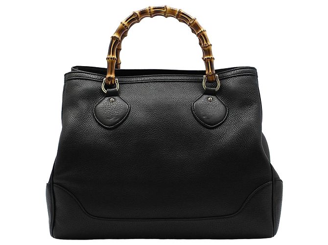 Gucci Bolsa Tote Diana de couro preto com alça de bambu
