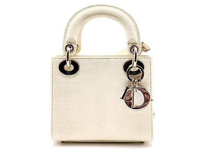 Dior Bolsa Christian Lizard Lady Mini Branco