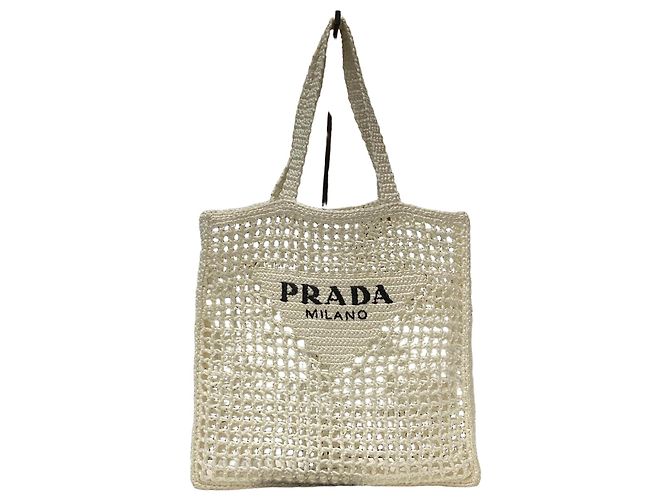 Prada Raffia Shoulder Bag White