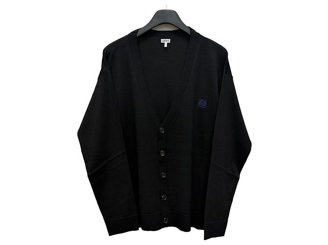 Loewe Wollstrickjacke mit Signatur-Logo Silber