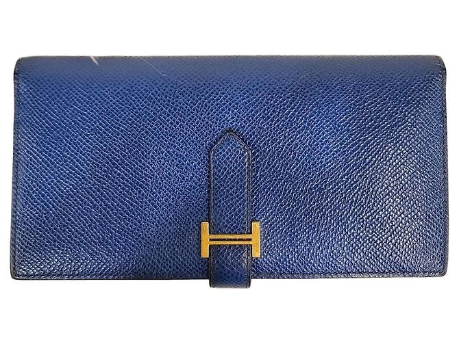 Hermès Bearn Long Wallet Blue Stamp) Condition