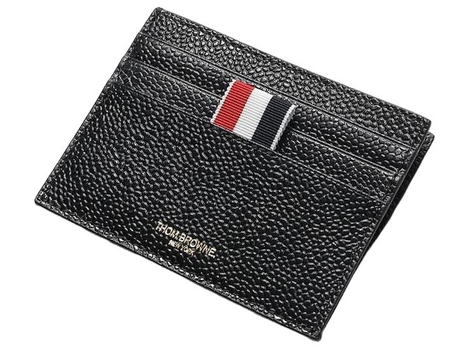 Thom Browne Pebble Grain Note Compartment Single Card Holder Black