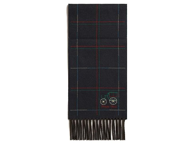 Hermès Sciarpa Brodee Toute Berline Nero 