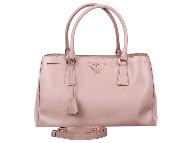 Prada Borsa a Spalla Saffiano Beige Chiaro Medium Marrone