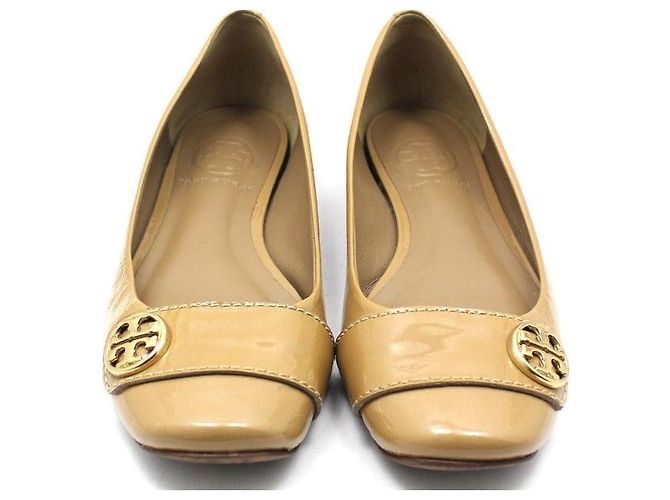 Tory Burch Scarpe basse in vernice marrone e oro