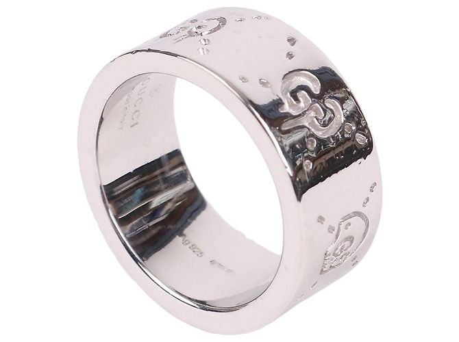 Gucci GG Pattern Ghost Ring Size Silver Silvery 