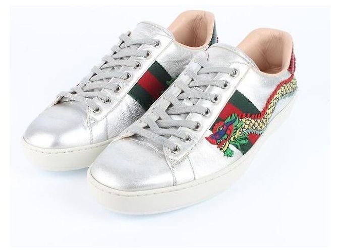 Gucci Ace Dragon Silver Sneaker Silber