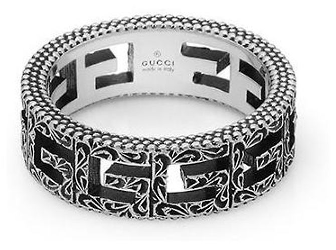 Gucci Quadratischer Cube-Ring Silber Mehrfarben 