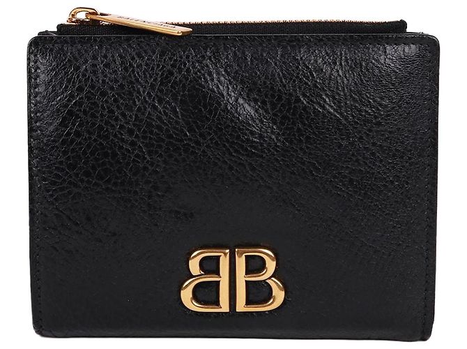 Balenciaga Black BB Monako Wallet with Gold Hardware