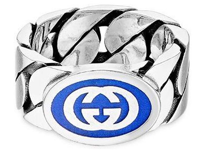 Gucci Interlocking Enamel Ring Silver Multiple colors 