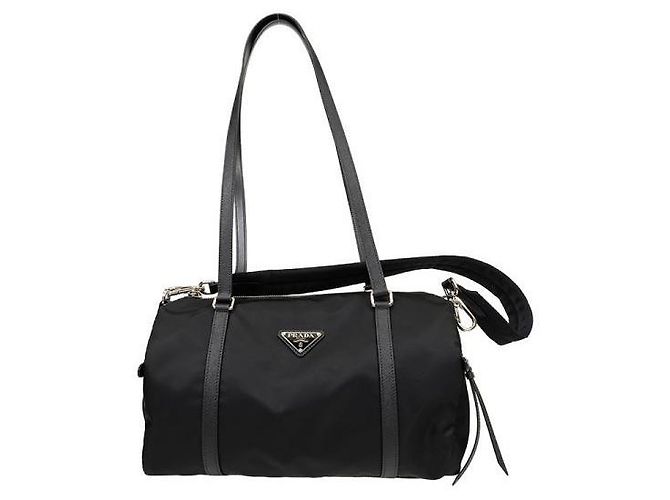Prada Saffiano Leather Duffle Bag Black