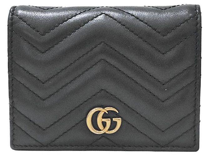 Gucci Cartera Compacta Marmont Chevron Negro