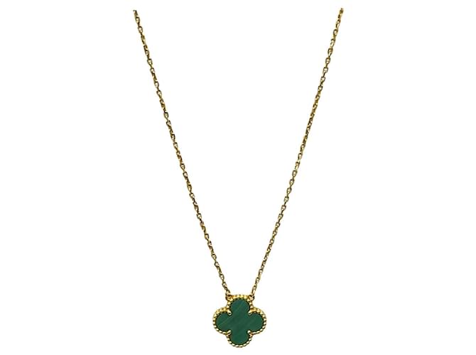 Van Cleef & Arpels Vintage Alhambra Halskette aus Gelbgold und Malachit Golden 