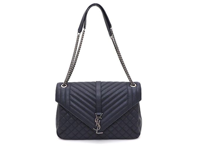 Saint Laurent Bolsa de Ombro com Corrente Envelope Satchel Large Azul